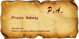 Preis Adony névjegykártya